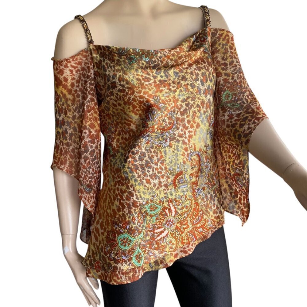Josph Ribkoff Asymmetric Angel Wing Satiny Top Sz 8​​​​​